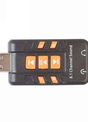 USB Звуковая карта внешняя 3D звук 2 порта+функции