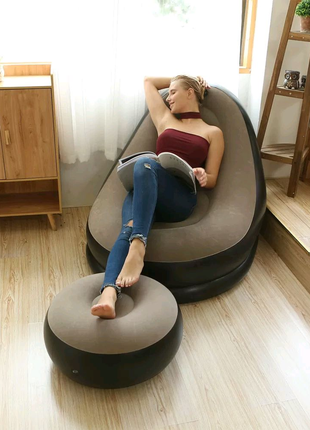 Надувное кресло с пуфиком Air Sofa Comfort zd-33223, велюр