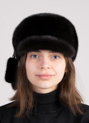 Женская зимняя цельная норковая кепка