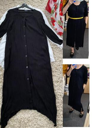 Базовое длинное черное платье-рубашка,bonprix,p.40-46