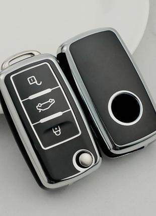 Чехол ТПУ черный для ключа Volkswagen Passat, Golf, Jetta, Tig...