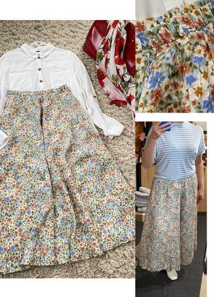 Шикарная  атласная длинная юбка в цветочный принт ,zara,p.s-l