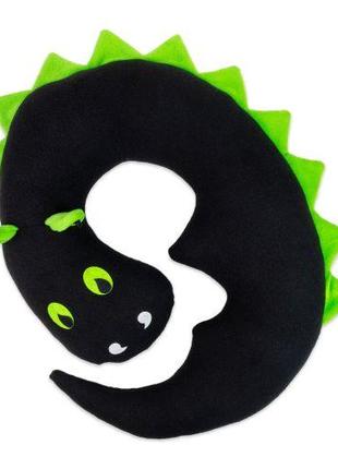 Мягкая подушка "Дракон Мякуша", черно-зеленый