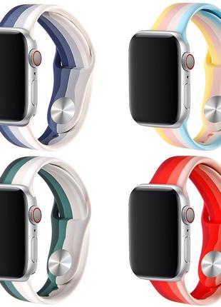 Силиконовый ремешок для Apple watch 38mm 40mm разноцветный / р...