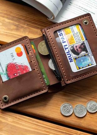 Мужское коньячный кошелек портмоне plastik с отделом под монет...