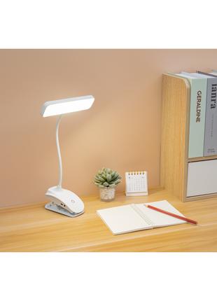 LED лампа аккумуляторная настольная с прищепкой клипсой и гибк...