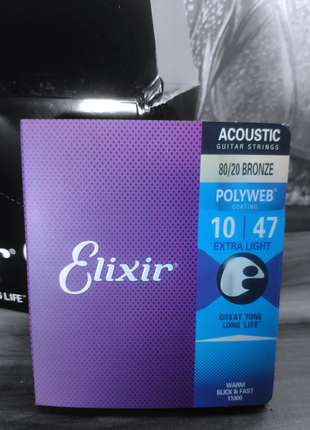 Струни elixir polyweb 80/20 bronze acoustic extra light 10/47
