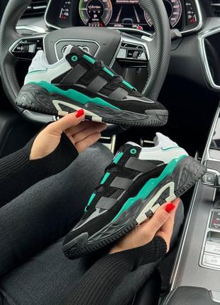 Женские кроссовки adidas originals niteball new black green
