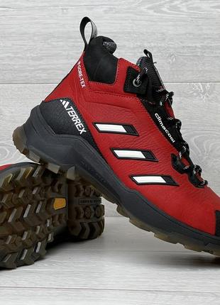 Кросівки термо, зимові шкіряні черевики adidas clima gore-tex red