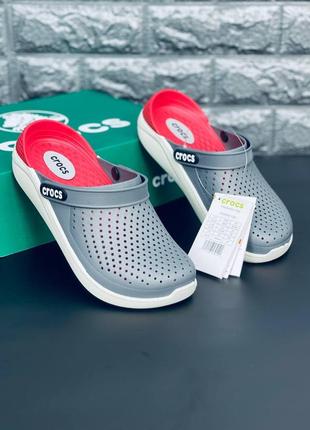 Мужские кроксы crocs серые шлёпанцы крокс