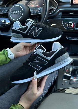 Женские кроссовки new balance 574 premium black white