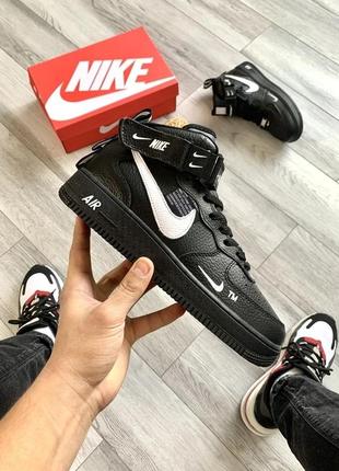 Мужские кроссовки nike air force mid utility all black