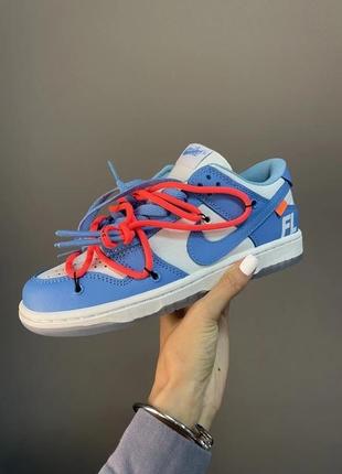 Женские кроссовки nike sb dunk x off white blue / orange laces...