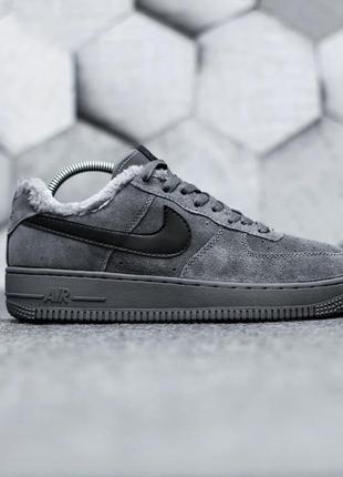 Зимние мужские кроссовки nike air force low dark grey winter