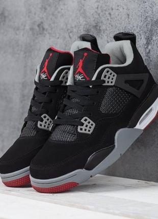 Мужские кроссовки nike air jordan 4 retro (чорно/білі)