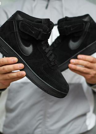 Зимние мужские кроссовки nike air force 1 07 high (чорні) зима