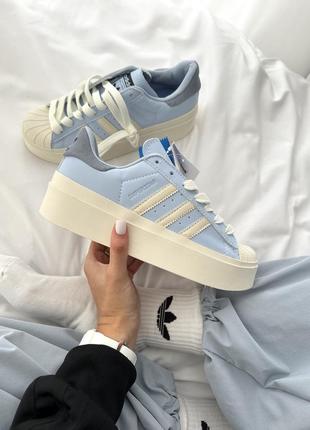 Женские кроссовки adidas superstar bonega « blue / cream »