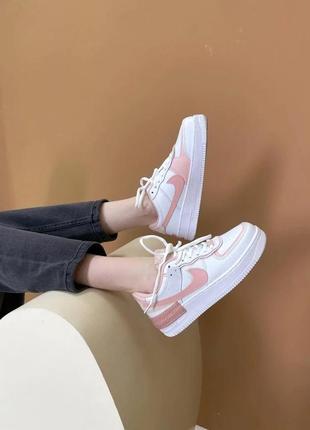 Женские кроссовки nike air force shadow white/light pink