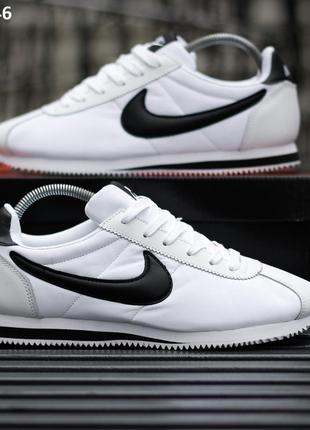 Мужские кроссовки nike cortez (біло/чорні)