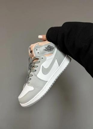 Зимние кроссовки nike air jordan retro 1 « grey / peach » fur ❄️