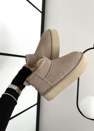 Зимние женские ботинки ugg ultra mini platform latte suede 💗