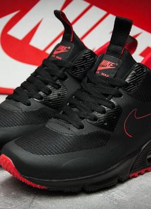 Мужские кроссовки nike air max 90 (чорно/червоні)