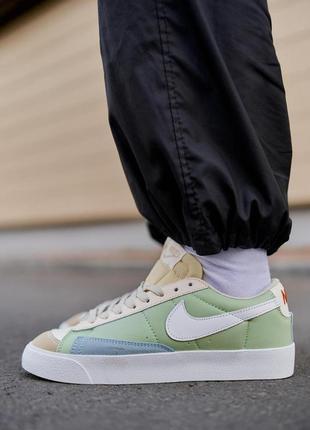 Кроссовки nike blazer low 77 vintage leather green beige