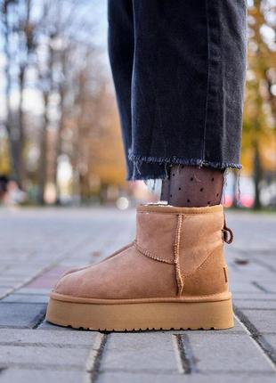 Зимние ботинки ugg classic mini platform chestnut 39