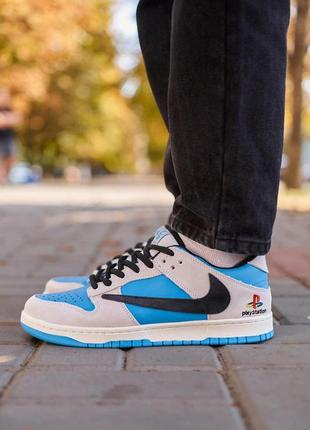 Кроссовки nike sb dunk low x travis scott playstation blue