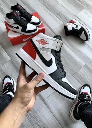 Мужские кроссовки nike air jordan retro 1 white-red