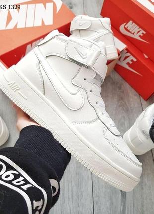 Зимові чоловічі кросівки nike air force high (білі) зима 42