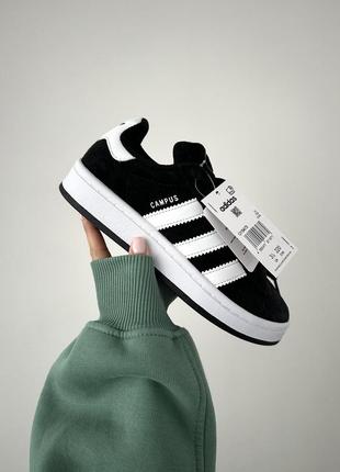 Кроссовки adidas campus “black / white” premium 💙