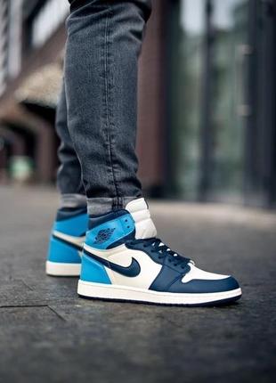 Мужские кроссовки nike air jordan retro 1 high og “obsidian unc”