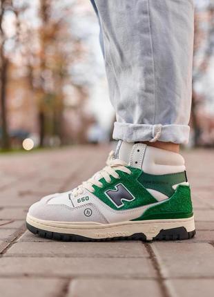 Зимние кроссовки new balance 650 hight green white fur