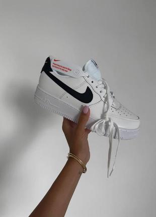 Кроссовки nike af -1 white black pebbled leather