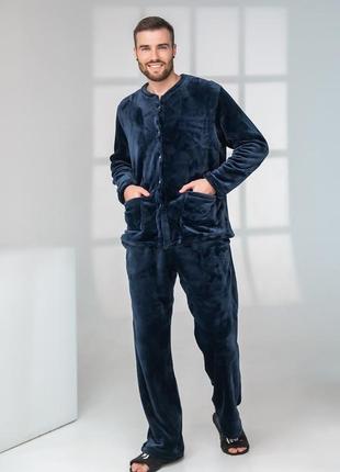 Пижама для дома мужская комплект домашний теплый плюш плюшевая...