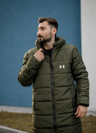 Зимний удлиненный пуховик under armour хаки ua