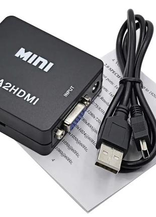 Конвертер VGA в HDMI Видео адаптер переходник + аудио