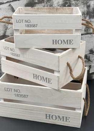 Дерев'яні ящики білого кольору "Home". 35х25х17см / Дерев'яні ...