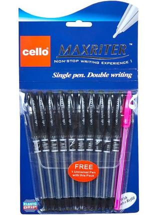 Ручка масляная MAXRITER 727+1 Cello черная 10 шт в упаковке