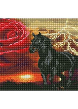 Алмазна мозаїка "Чорний кінь" EJ1364, 40х30 см