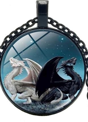 Круглий кулон метал дракон Беззубик + Фурія приборкати дракона