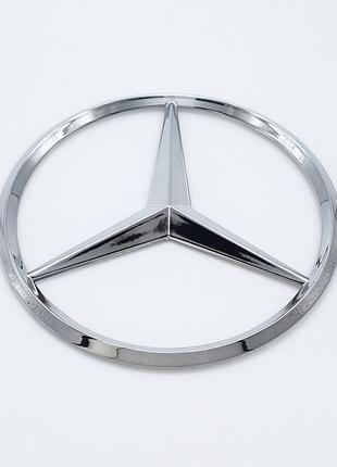 Эмблема логотип Mercedes Benz 90 мм (хром, глянец)
