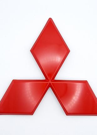 Эмблема логотип Mitsubishi 100 мм (красный, глянец)
