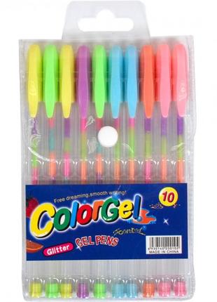 Набір ручок гелевих різнокольорових 10 кольорів a-100-10