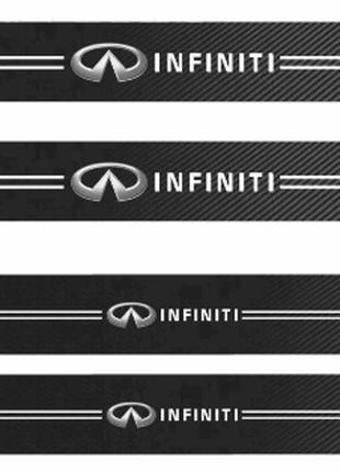 Защитная наклейка на пороги авто Infiniti карбон