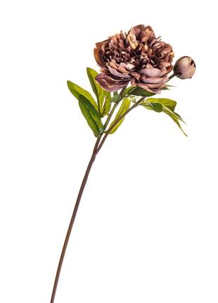 Цветок искусственный "пион с бутоном" дымчато-розовый