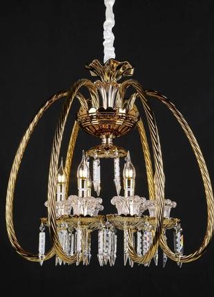 Люстра классическая золотая со стеклянным декором (6 ламп) (ou...