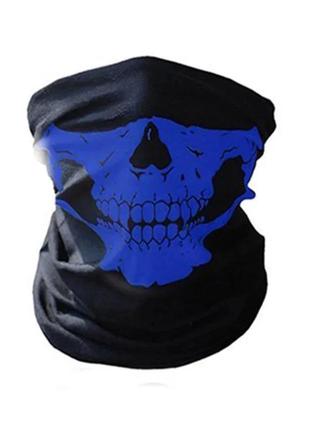 Бафф маска с рисунком черепа (челюсть)синяя,унисекс