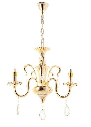 Люстра классическая золотая с хрустальным декором (3 лампы) (o...
